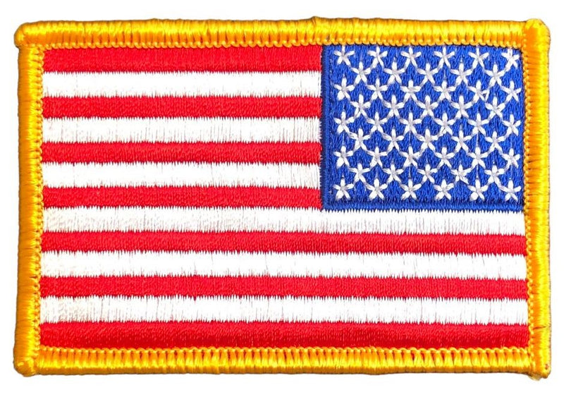 US Flag Patch - Gold Border<br>Right Hand with Hook backing