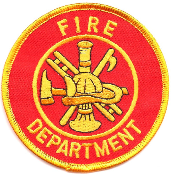 Fire Department Round Patch - Red Background