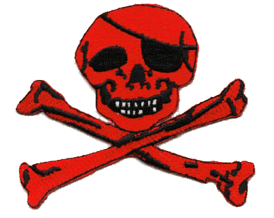 Jolly Roger Red Skull w/Bone Outline Patch