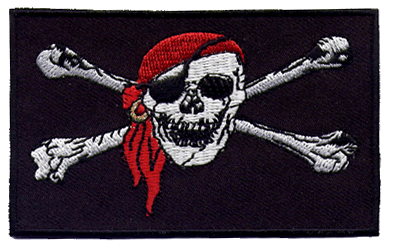 Jolly Roger Skull and Bones with Red Bandana