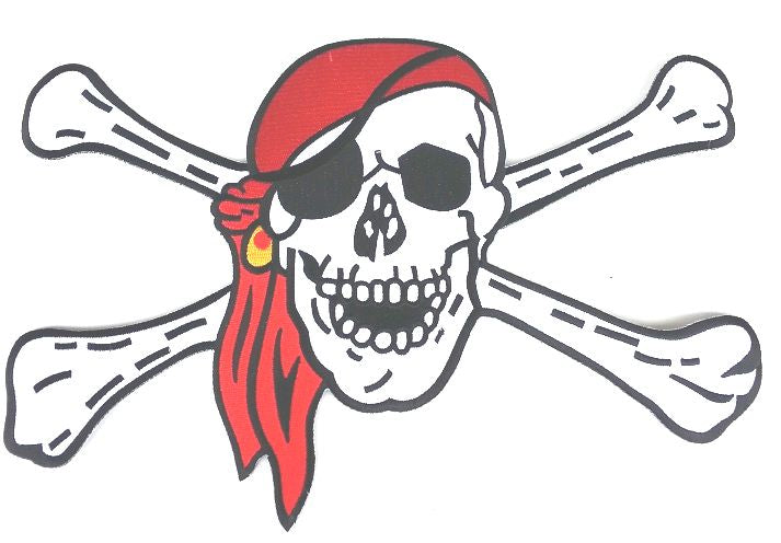 Jolly Roger Skull with Pirate Scarf Patch - Large