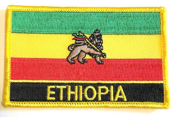 Ethipia with Lion Flag Patch - Rectangle with Name