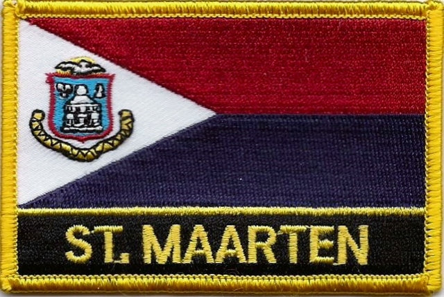 St. Maarten Flag Patch - Rectangle With Name