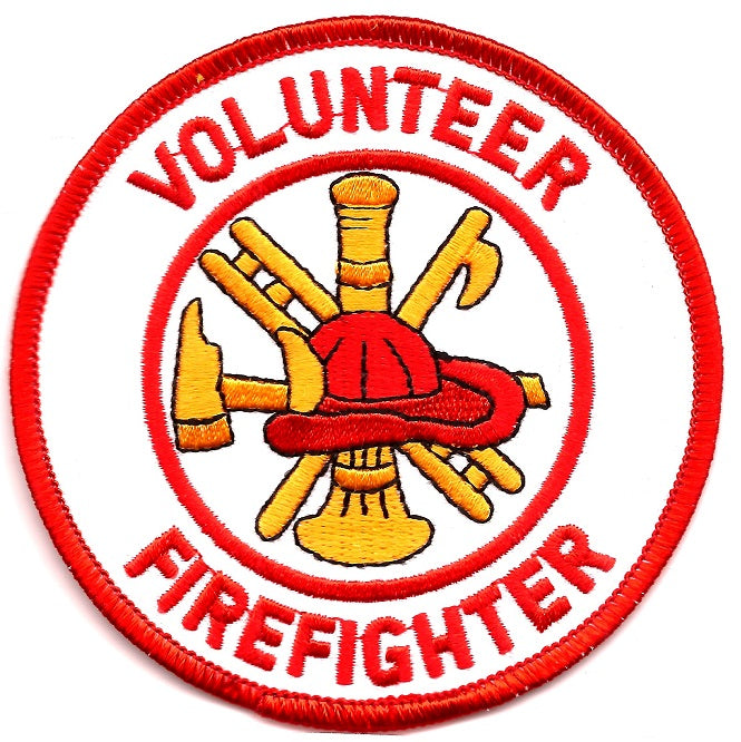 Volunteer Firefighter Patch - Round - White Background