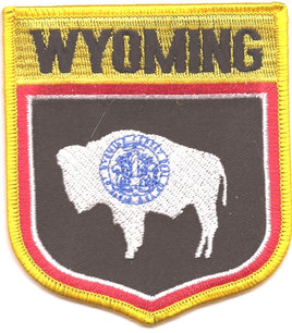 Wyoming Flag Patch - Shield w/Gold Border