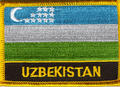 Uzbekistan Flag Patch - Rectangle With Name