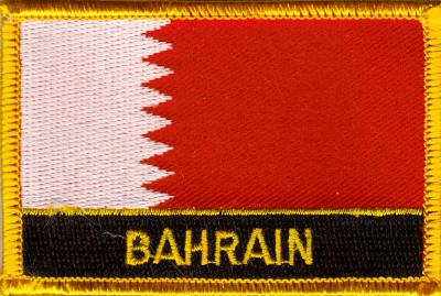 Bahrain Flag Patch - Rectangle With Name