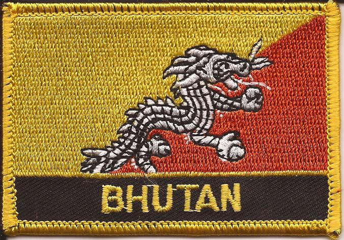 Bhutan Flag Patch - Rectangle With Name