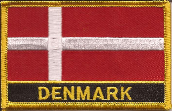 Denmark Flag Patch - Rectangle With Name