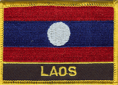 Laos Flag Patch - Rectangle With Name
