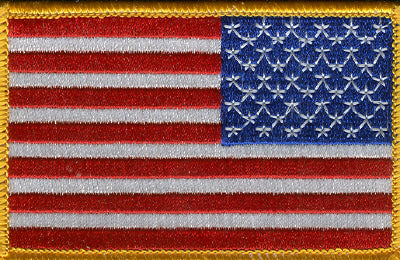 US Flag Patch - Gold Border<br>Right Hand
