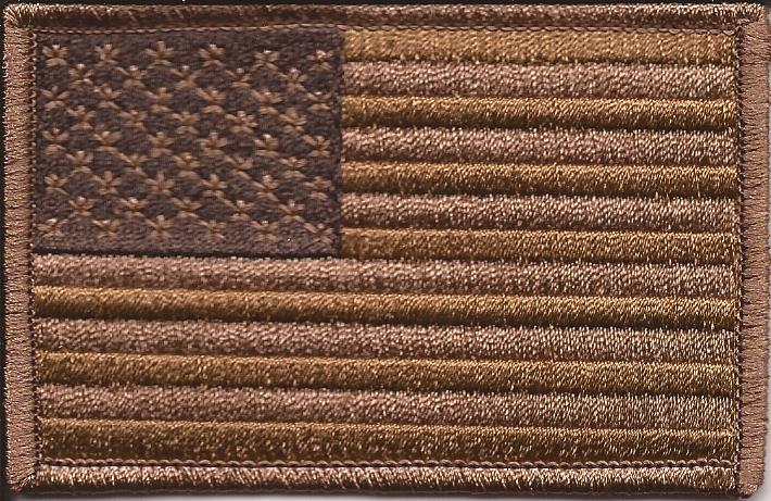 US Flag Patch<br>Subdued Brown Camo - Left Hand