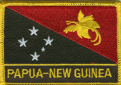 Papau New Guinea Flag Patch - Rectangle With Name
