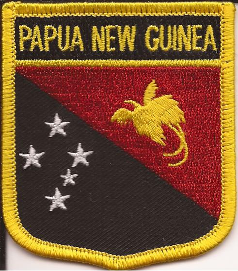 Papau New Guinea Flag Patch - Shield