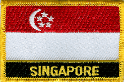 Singapore Flag Patch - Rectangle With Name