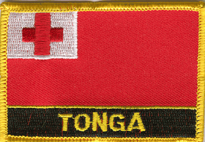 Tonga Flag Patch - Rectangle With Name